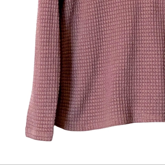 🌺 Sweet Lilac Waffle Knit Mauve V-Neck Pullover Sweater Small Boxy Cropped - Picture 5 of 9
